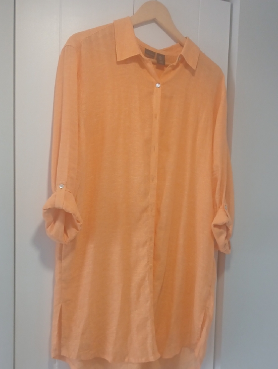 Tahari Dresses & Skirts - Tahari Peach Button-Front Shirt Dress